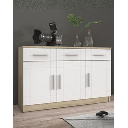 Komoda Paris Biały, Dąb Sonoma 3F3S