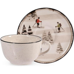 H&H Zestaw 2 filiżanek do herbaty/cappuccino ze spodkiem,