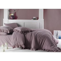 Darymex Pościel bawełniana 160x200 ciemna różowa z falbanką