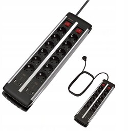 Listwa Zasilajaca Przedłużacz 12 gniazd 6xUSB 2 Metry