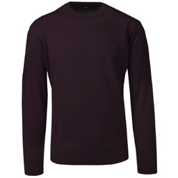 Sweter Męski Śliwkowy Wełniany, z Okrągłym Dekoltem, U-neck