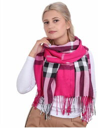 Stylion Fioletowy Ciepły szalik damski angielska krata Cashmere