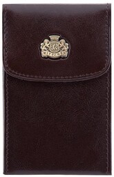 Etui na wizytówki ze skóry licowej brązowe