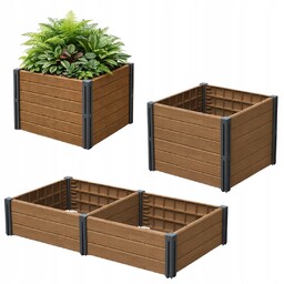 Rabata Ogrodowa Skrzynia Donica Kwadratowa Podwyższona Grządka Brązowa