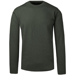 Sweter Męski Zielony, Khaki, Wełniany, z Okrągłym Dekoltem,