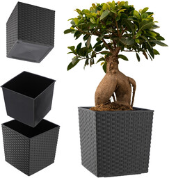 Donica na kwiaty z wkładem rattan 25 cm,