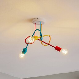 HELAM Lampa sufitowa Oxford 3-punktowa pomarańczowa/czerwona/turkusowa