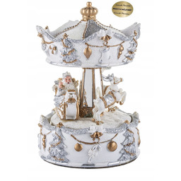 Karuzela Biała Śnieżna Mikołaj Renifery Pozytywka Wspomnienie Dzieciństwa