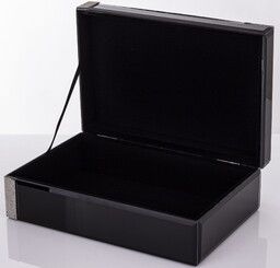 Szkatułka kasetka na biżuterię szklana glamour czarna 8x24x16cm