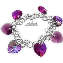 20 Kolorów! Kryształy Bransoletka Serca Srebro