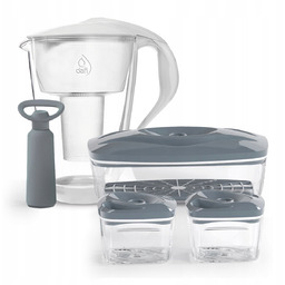 Biały Dzbanek do Wody Szklany 3 Pojemniki Próżniowe