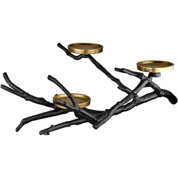 GILDE Świecznik Prero z aluminium czarny złoty błyszczący/matowy