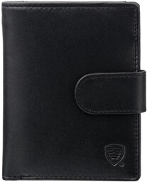 Pionowy portfel męski skórzany z ochroną RFID BLOCK