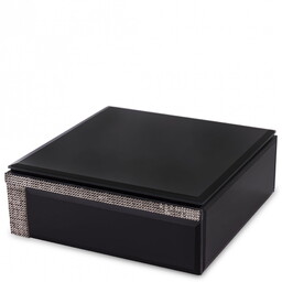 Szkatułka kasetka na biżuterię szklana glamour czarna 6x16x16cm