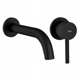 Bateria Umywalkowa Podtynkowa Ścienna Czarna Matowa Rea Lungo