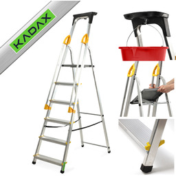 Drabina aluminiowa z podestem Bykle, 6 stopni, 150