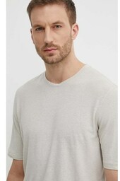 Sisley t-shirt lniany kolor beżowy gładki