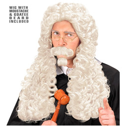 Peruka Sędziego z wąsami i kozią bródką