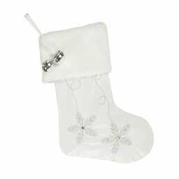 Eurofirany Ozdoba świąteczna Angel biała skarpeta but śnieżynki