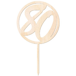 Topper drewniany na tort 80 urodziny - 1