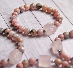 Pakamera Amulet MIŁOŚĆ - kwarc różowy, jadeit
