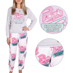 RIVERDALE Piżama damska biało-szara, ciepła z długimi spodniami,