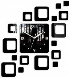 Zegar na ścianę nowoczesny naklejany ozdobne elementy cichy