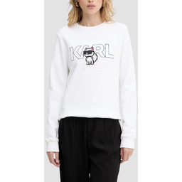 KARL LAGERFELD Biała bluza damska Ikon z nadrukiem