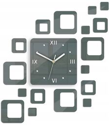 Zegar na ścianę nowoczesny naklejany ozdobne elementy cichy
