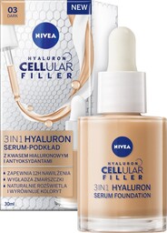 Nivea Hyaluron Cellular Filler, 3w1 Serum-podkład, Kolor Ciemny,
