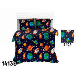 Extrapościel Pościel bawełniana 160x200 1413E granatowa Kosmos Planety