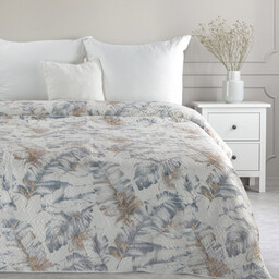 Eurofirany Narzuta dekoracyjna 170x210 Layla biała szara liście