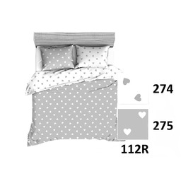 Extrapościel Pościel bawełniana 140x200 R112 biała szara serca