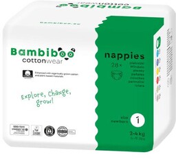 Bambiboo Cottonwear Jednorazowe pieluszki z bawełną organiczną, rozmiar