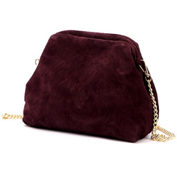 Zgrabna Skórzana damska zamszowa wizytowa torebka z łańcuszkiem