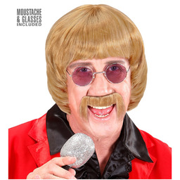 Blond peruka wokalista z lat 60. z wąsami