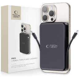 Powerbank magnetyczny PB31 10000mAh 15W MagSafe z kablami