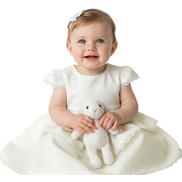 Sukieneczka do Chrztu bez rękawów sukienka Ecru