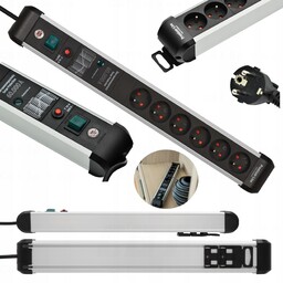 Listwa Przeciwprzepięciowa 6 Gniazdowa Kabel 3 M 60.000A