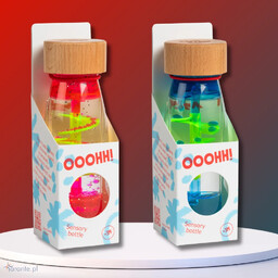 Petit Boum, Butelka sensoryczna, dwufazowa MOVE SPIRALA różowa/niebieska
