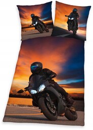 Pościel Motor Motocykl Ścigacz Młodzieżowa 140X200 Bawełniana