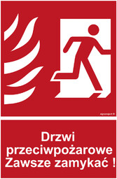 BC054 DRZWI PRZECIWPOŻAROWE. ZAWSZE ZAMYKAĆ! PRAWOSTRONNE, FN -