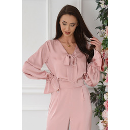 Bluzka satynowa z wiązaniem brudny róż Sandra