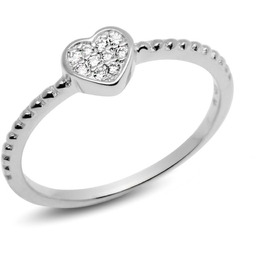 Srebrny Pierścionek Serce Wysadzane Cyrkoniami