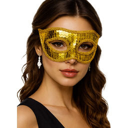 Cekinowa maska karnawałowa - złota - 1 szt.