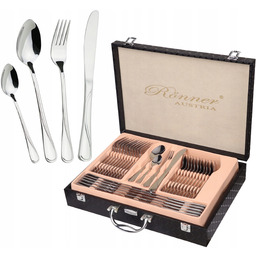 Komplet Sztućców w Skórzanej Walizce 72 elementy Sztućce