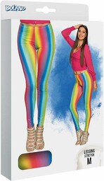 Boland - Rainbow Leggings, damskie, elastyczne, wielokolorowe paski,