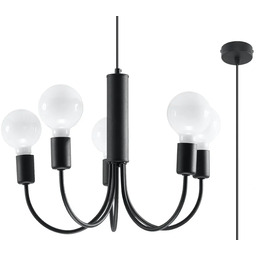 Lumes Czarny industrialny żyrandol D5-D31