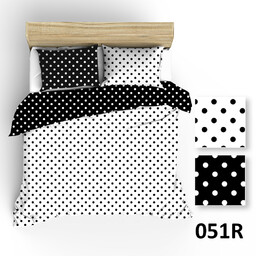 Extrapościel Pościel bawełniana 150x200 R051 biała czarna groszki