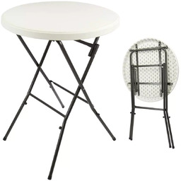 STÓŁ KOKTAJLOWY BAROWY TARGOWY BANKIETOWY SKŁADANY BIAŁY 80CM